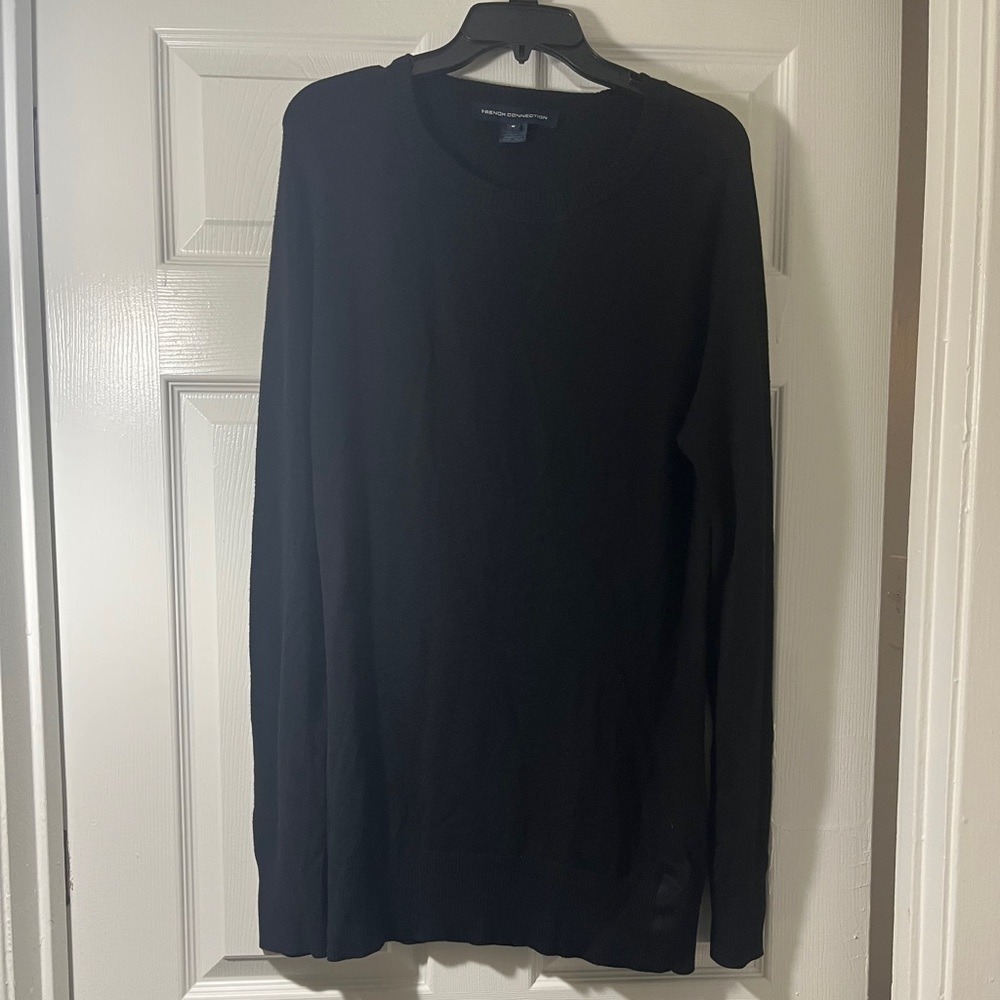 French‎ Connection Black Crewneck Raglan Sleeve Tunic Sweater Medium